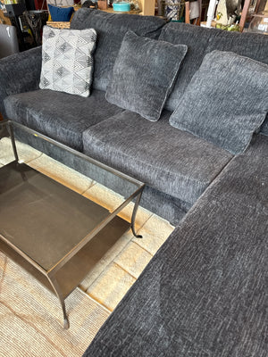 2 Piece Chenille Black Sectional Sofa