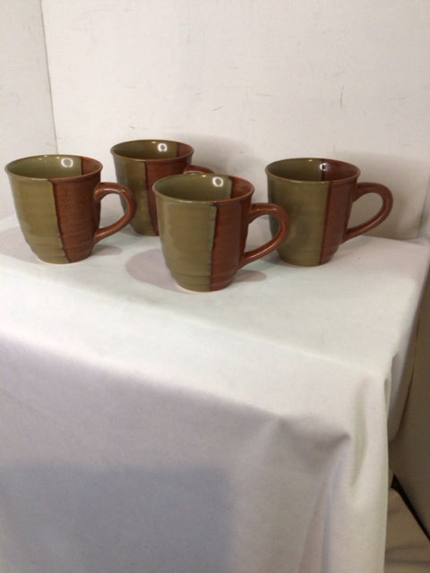Sango Set of 4 Brown Wood Mug Set