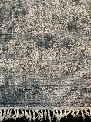 Washable Polyester Gray/White Rug