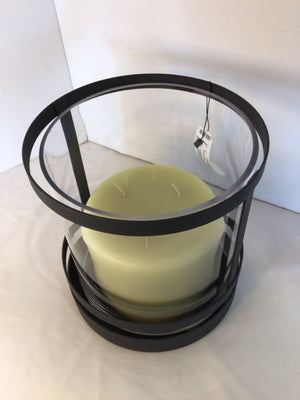 Black Metal/Glass w/candle Candle Holder