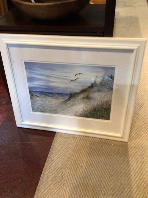 Signed Blue/White Ocean Scape Framed Art