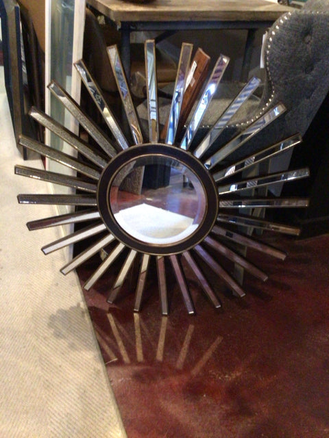 Mid Century Black/Gold Sunburst Mirror
