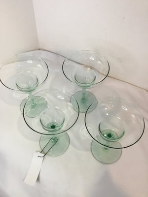 Set of 4 Green Glass Margarita Glasses