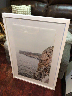 Gray/Tan Ocean Scape Framed Art