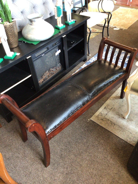 Wood Scroll Black Bench