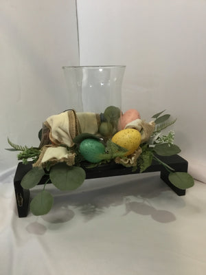 Easter Multi-Color Glass Plants Eggs Candle Holder