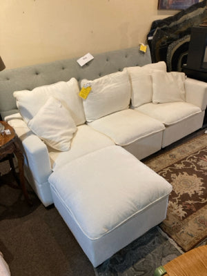 AI Furniture Co. Modular Velvet w/Ottoman White Sectional Sofa 6WWLAJ6Q