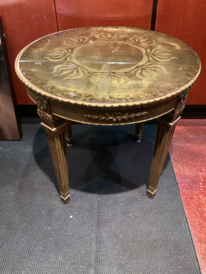 Vintage Side Wood Gold Table