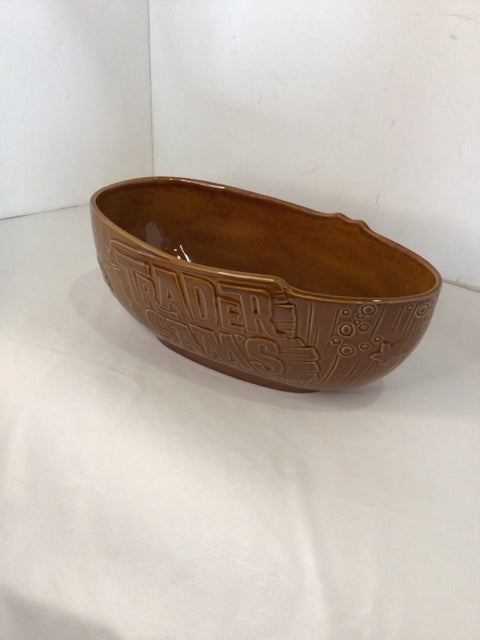 Brown Ceramic Oval Bowl