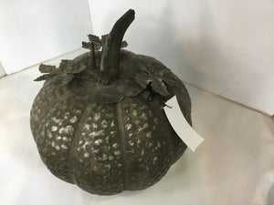 Fall Gray Metal Pumpkin Holiday Item
