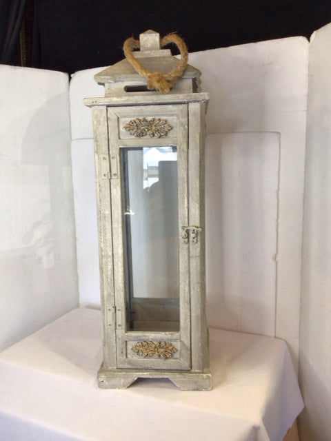 Rustic White Wood Lantern