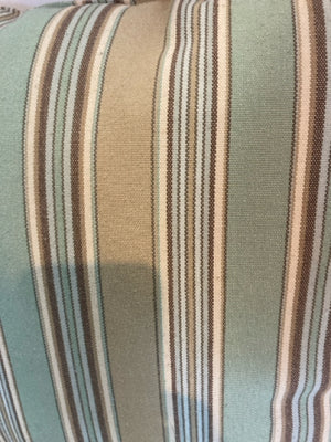 Green/Brown Poly Blend Striped Pillow