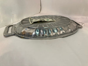 Basket Silver Aluminum Oval Tray