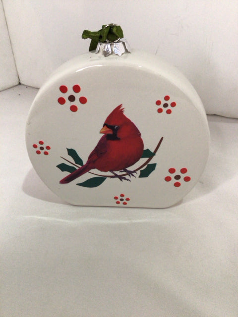 Ornament Red/white Ceramic Cardinal Holiday Item