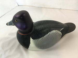 Signed Black/Multi Duck Painted Sculpture