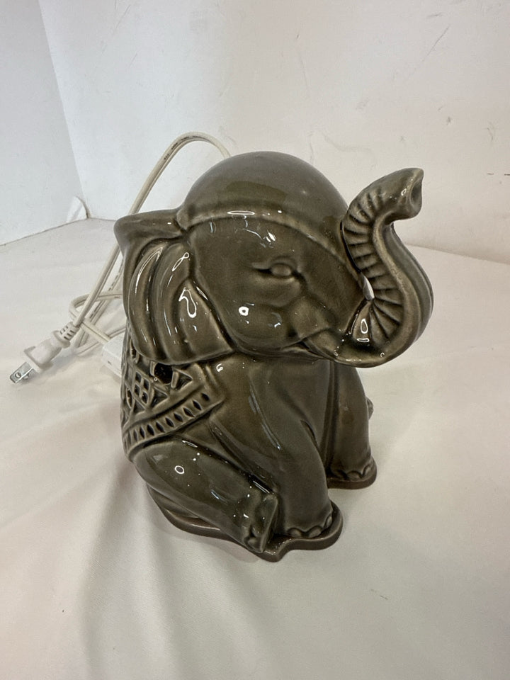 Gray Ceramic Elephant Night Light
