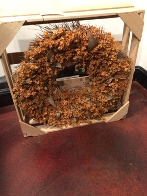 Fall Brown Faux Flowers Wreath Holiday Item