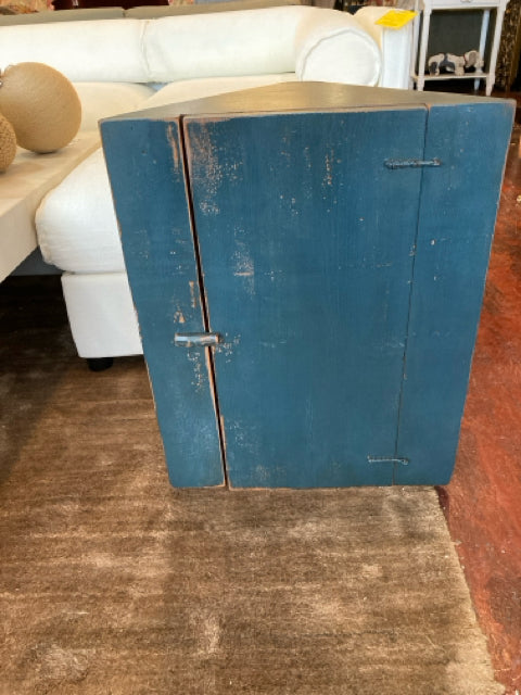 Corner Blue Wood Cabinet