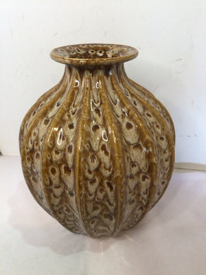 Art Deco Brown/Cream Ceramic Vase