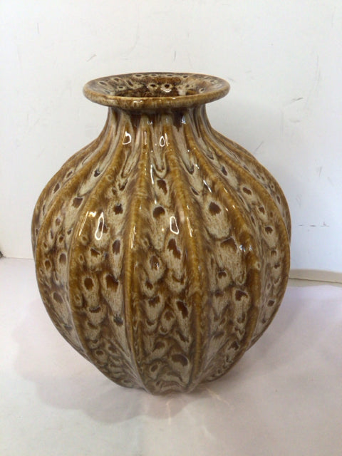 Art Deco Brown/Cream Ceramic Vase