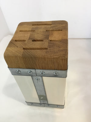 Joyeux White/Natural Wood Knife Block