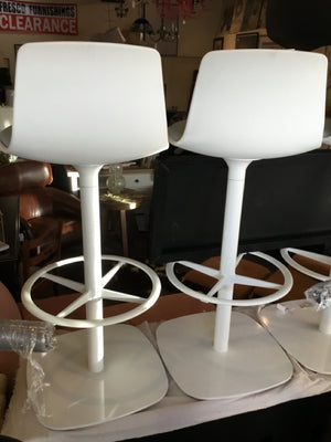 Pair Plastic White Barstool/Bar Stool