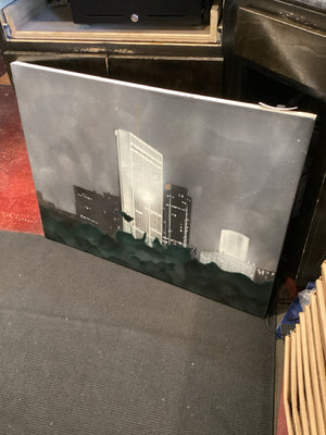 Signed Gray/White Skyline Stretch Canvas Art