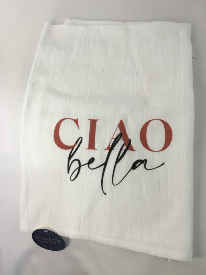 Tea Towel White/Black Cotton Gin Towel