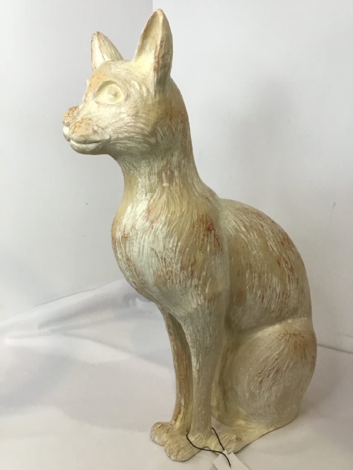 Cream Resin Cat Statue