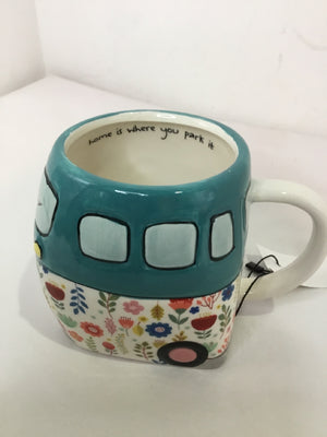 MainStay Aqua/White Ceramic Car Mug