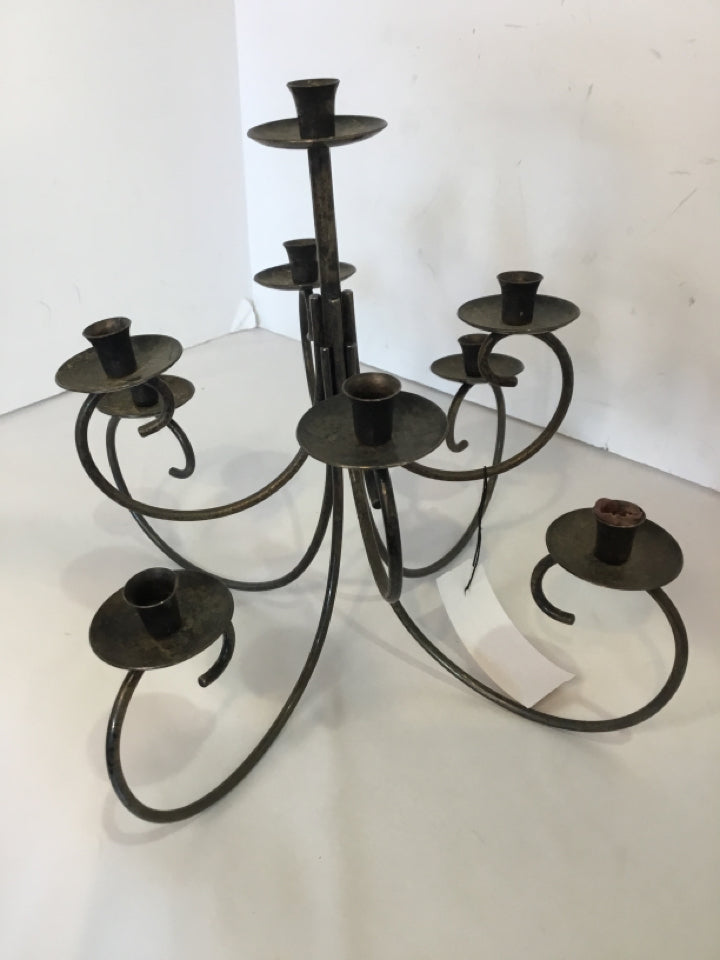 Vintage Mid Century Black Metal Candelabra