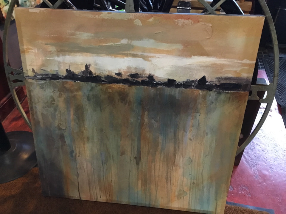 Gold/Green Landscape Stretch Canvas Art