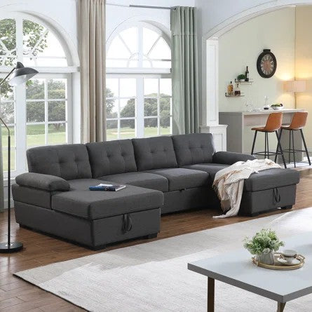 Wayfair 3 Piece Linen Gray Sectional Sofa 7S6PP6Z3