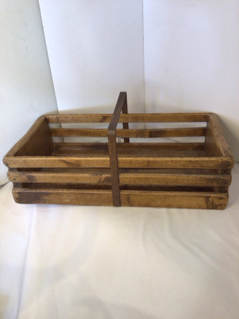 Vintage Crate Brown Wood Basket