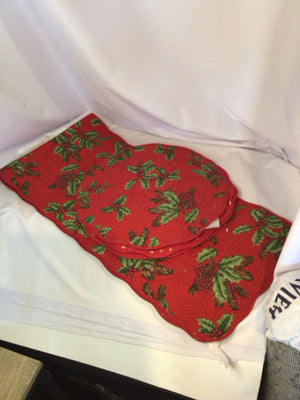 Table Runner Red/Green Cotton Placemats Set of 5 Holiday Item