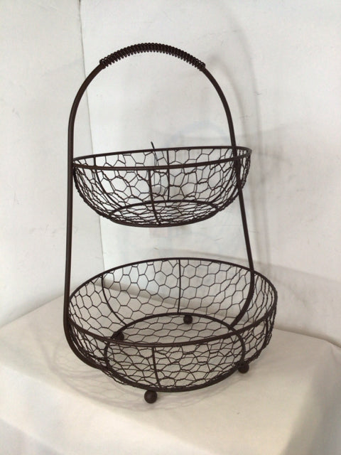 Tiered Brown Wire Basket