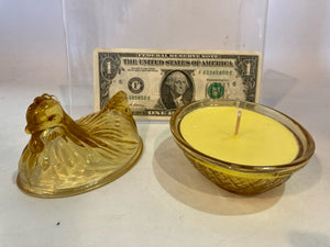 Vintage Yellow Glass Chicken Candle