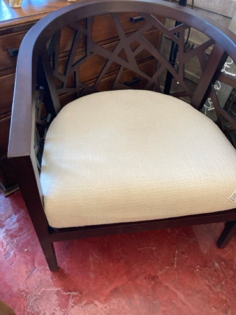 Crate & Barrel Barrel Cream/Brown Chair