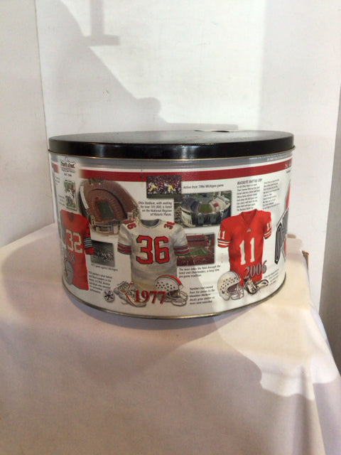 Lidded Red/Black Metal Ohio State Can