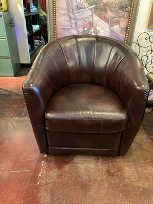 Barrel Swivel Brown Chair