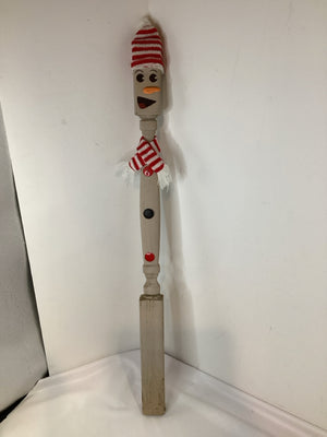 Handmade Red/white Wood Snowman Holiday Item