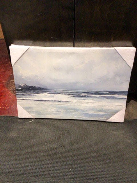 Blue/White Beach Stretch Canvas Art