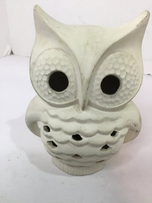 Cream Ceramic Owl Candle Holder