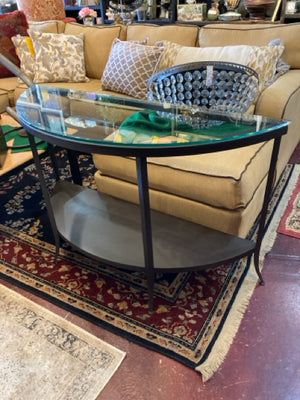 Demi Lune Metal/Glass Console Black Table