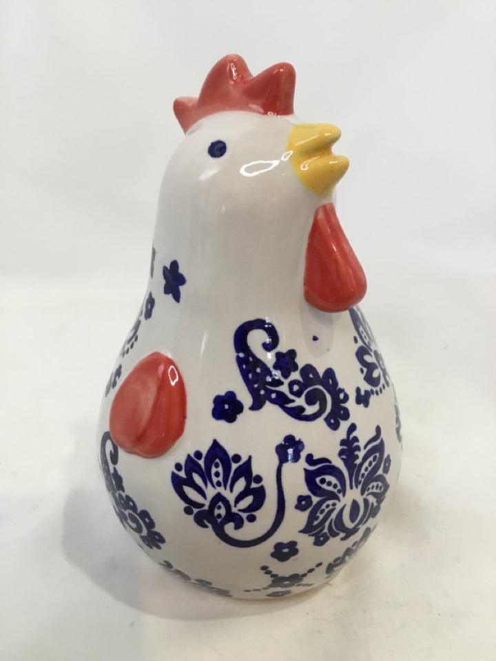 Red/White/Blue Ceramic Rooster Figurine