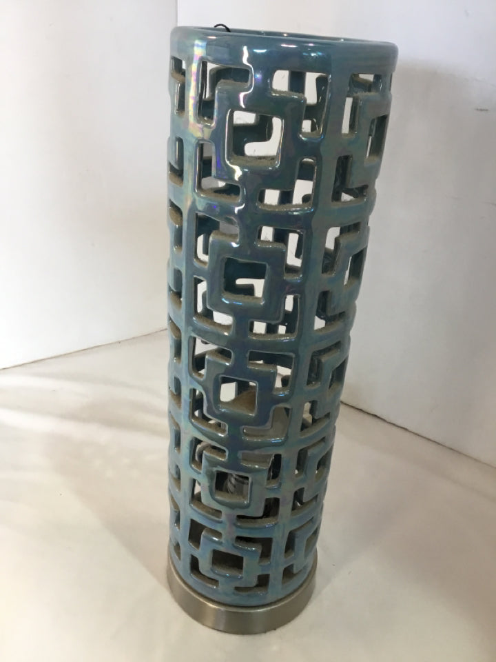 Cut out Blue Ceramic Lamp