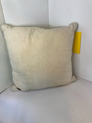 Cream/Blue Cotton Embroidered Flowers Pillow
