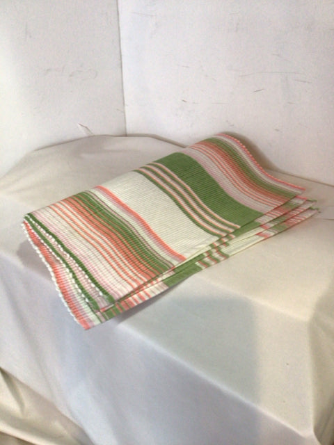 Set of 4 White/Pink Stripe Placemats