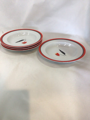 Studio Nova Set of 4 Red/White Ceramic Soup Bowl Set