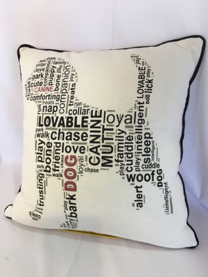 Cream/Black Words Dog Pillow